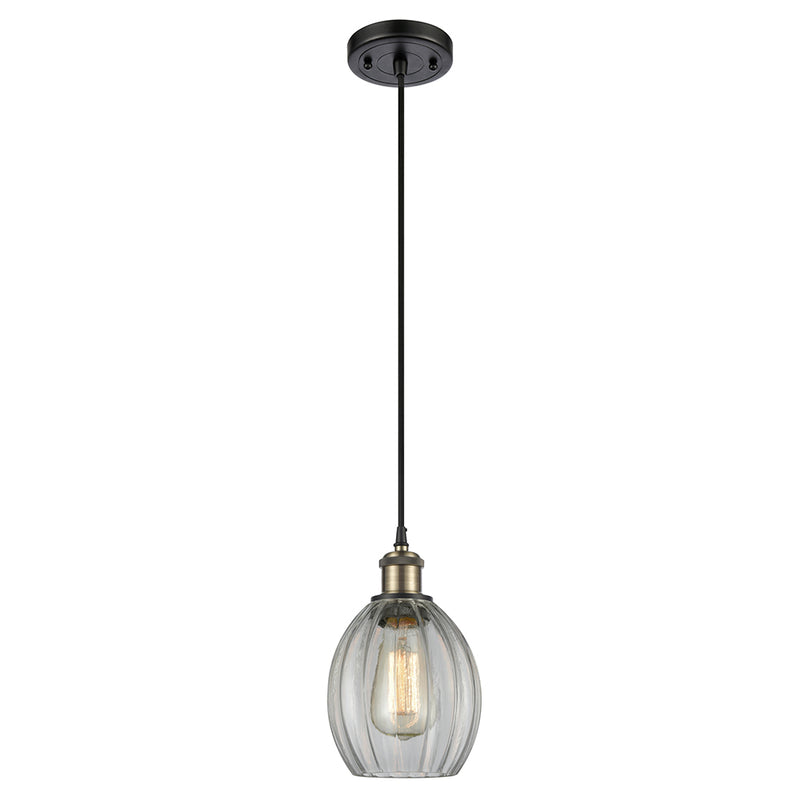 Eaton Mini Pendant shown in the Black Antique Brass finish with a Clear shade