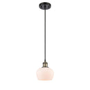 Fenton Mini Pendant shown in the Black Antique Brass finish with a Matte White shade