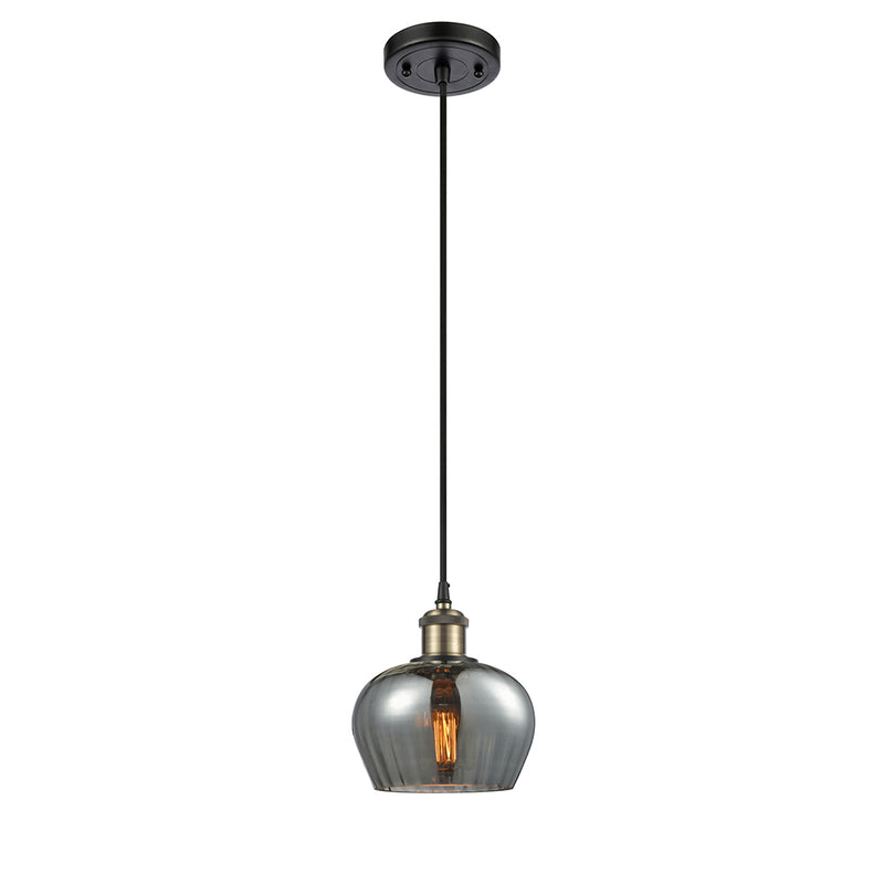 Fenton Mini Pendant shown in the Black Antique Brass finish with a Plated Smoke shade