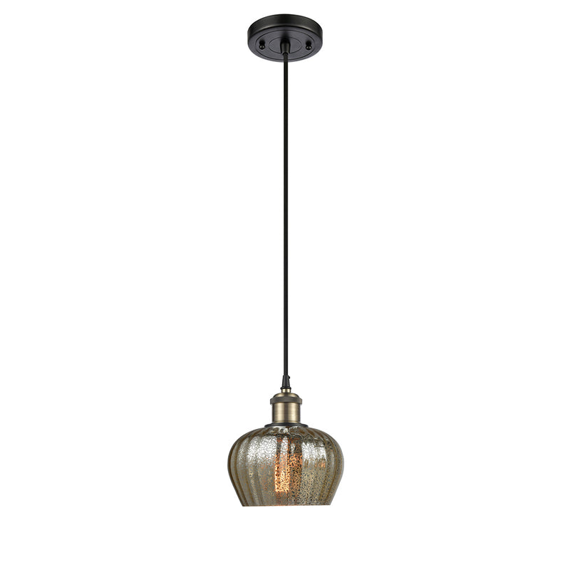 Fenton Mini Pendant shown in the Black Antique Brass finish with a Mercury shade