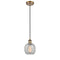 Belfast Mini Pendant shown in the Brushed Brass finish with a Clear Crackle shade