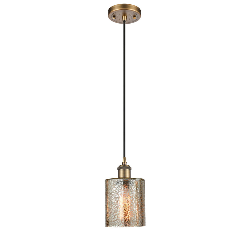 Cobbleskill Mini Pendant shown in the Brushed Brass finish with a Mercury shade