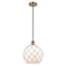 Farmhouse Rope Mini Pendant shown in the Brushed Brass finish with a White Glass with White Rope shade