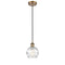 Deco Swirl Mini Pendant shown in the Brushed Brass finish with a Clear shade