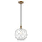 Farmhouse Rope Mini Pendant shown in the Brushed Brass finish with a Clear Glass with White Rope shade