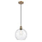 Athens Mini Pendant shown in the Brushed Brass finish with a Seedy shade