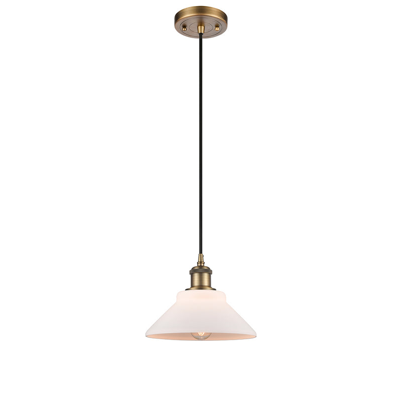 Orwell Mini Pendant shown in the Brushed Brass finish with a Matte White shade