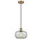 Gorham Mini Pendant shown in the Brushed Brass finish with a Mica shade