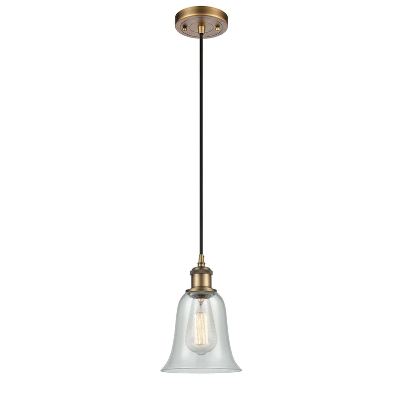 Hanover Mini Pendant shown in the Brushed Brass finish with a Fishnet shade