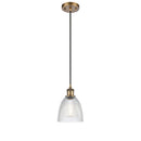 Castile Mini Pendant shown in the Brushed Brass finish with a Clear shade