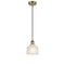 Dayton Mini Pendant shown in the Brushed Brass finish with a White shade