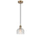 Dayton Mini Pendant shown in the Brushed Brass finish with a Clear shade