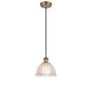 Arietta Mini Pendant shown in the Brushed Brass finish with a Clear shade