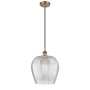 Norfolk Mini Pendant shown in the Brushed Brass finish with a Clear shade