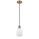 Eaton Mini Pendant shown in the Brushed Brass finish with a Matte White shade