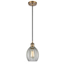 Eaton Mini Pendant shown in the Brushed Brass finish with a Clear shade