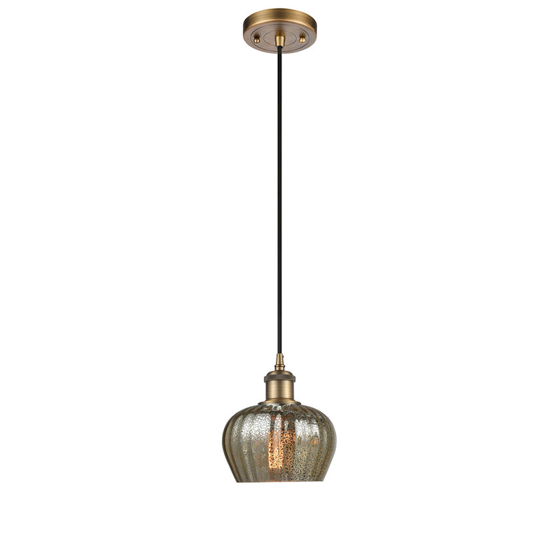 Fenton Mini Pendant shown in the Brushed Brass finish with a Mercury shade