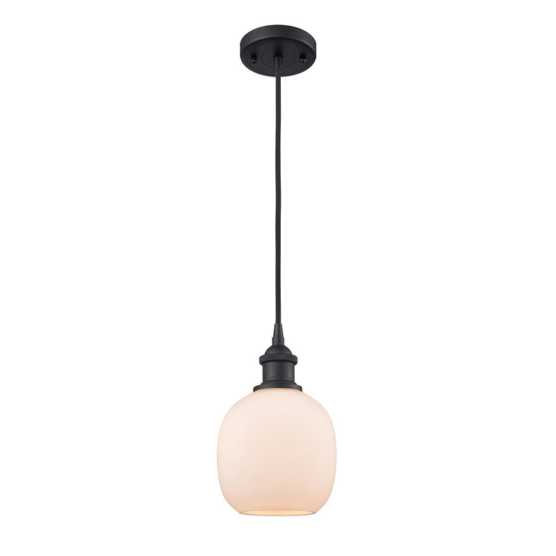 Belfast Mini Pendant shown in the Matte Black finish with a Matte White shade