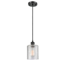 Cobbleskill Mini Pendant shown in the Matte Black finish with a Clear shade