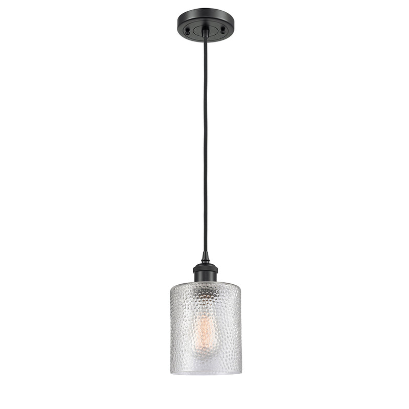 Cobbleskill Mini Pendant shown in the Matte Black finish with a Clear shade