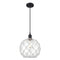 Farmhouse Rope Mini Pendant shown in the Matte Black finish with a Clear Glass with White Rope shade