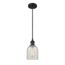 Caledonia Mini Pendant shown in the Matte Black finish with a Mouchette shade