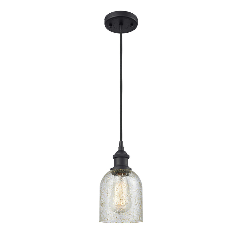 Caledonia Mini Pendant shown in the Matte Black finish with a Mica shade