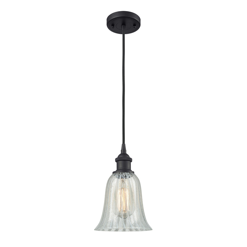 Hanover Mini Pendant shown in the Matte Black finish with a Mouchette shade