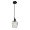 Salina Mini Pendant shown in the Matte Black finish with a Clear Spiral Fluted shade