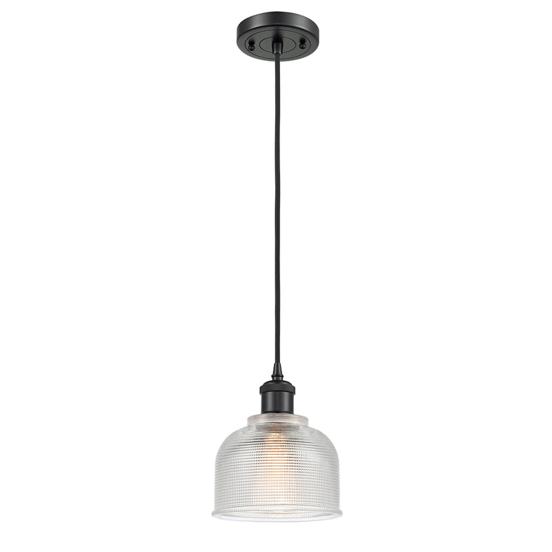 Dayton Mini Pendant shown in the Matte Black finish with a Clear shade