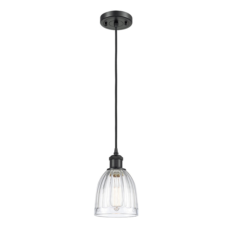 Brookfield Mini Pendant shown in the Matte Black finish with a Clear shade