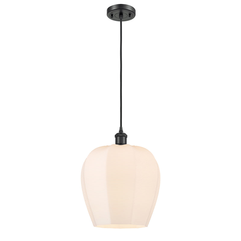 Norfolk Mini Pendant shown in the Matte Black finish with a Matte White shade