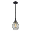 Eaton Mini Pendant shown in the Matte Black finish with a Clear shade