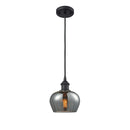 Fenton Mini Pendant shown in the Matte Black finish with a Plated Smoke shade