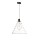 Ballston Cone Pendant shown in the Matte Black finish with a Clear shade