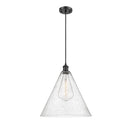 Ballston Cone Pendant shown in the Matte Black finish with a Seedy shade