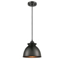 Adirondack Mini Pendant shown in the Matte Black finish with a Matte Black shade