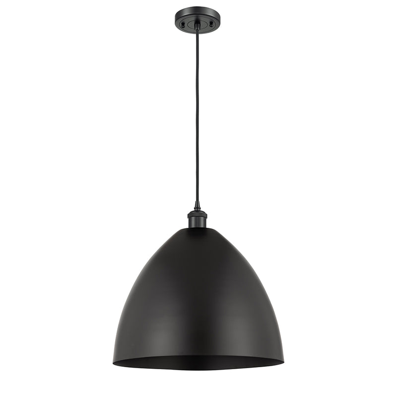 Ballston Dome Mini Pendant shown in the Matte Black finish with a Matte Black shade