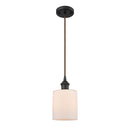 Cobbleskill Mini Pendant shown in the Oil Rubbed Bronze finish with a Matte White shade