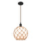 Farmhouse Rope Mini Pendant shown in the Oil Rubbed Bronze finish with a White Glass with Brown Rope shade