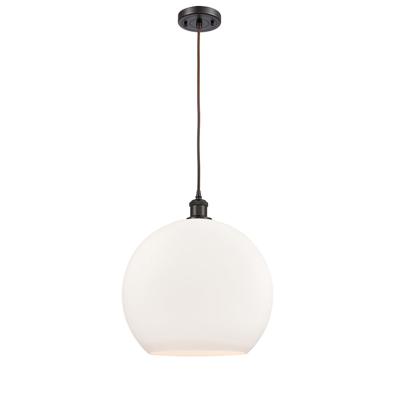 Athens Pendant shown in the Oil Rubbed Bronze finish with a Matte White shade