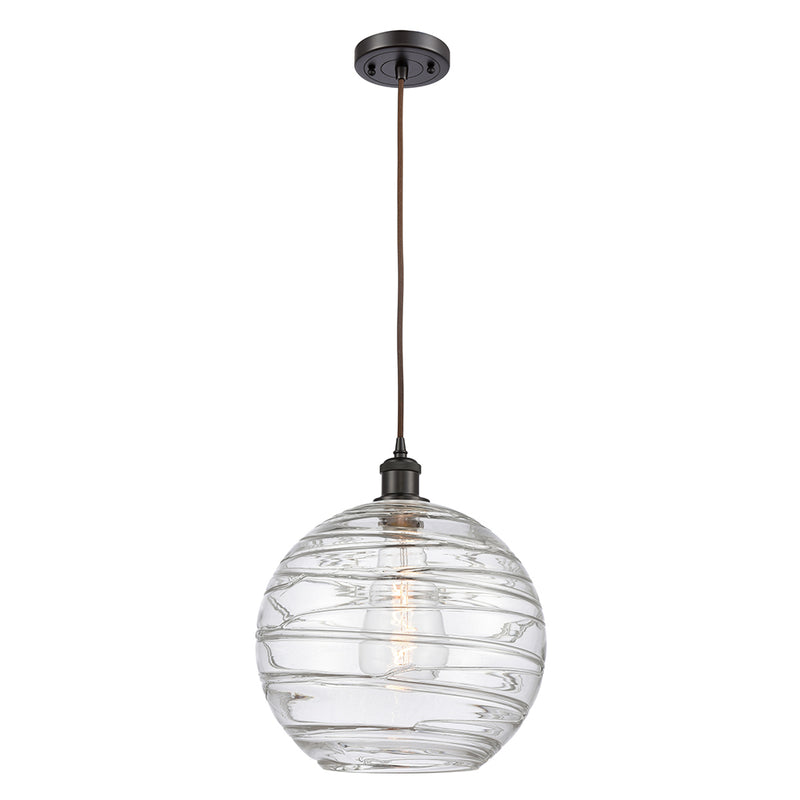 Deco Swirl Mini Pendant shown in the Oil Rubbed Bronze finish with a Clear shade