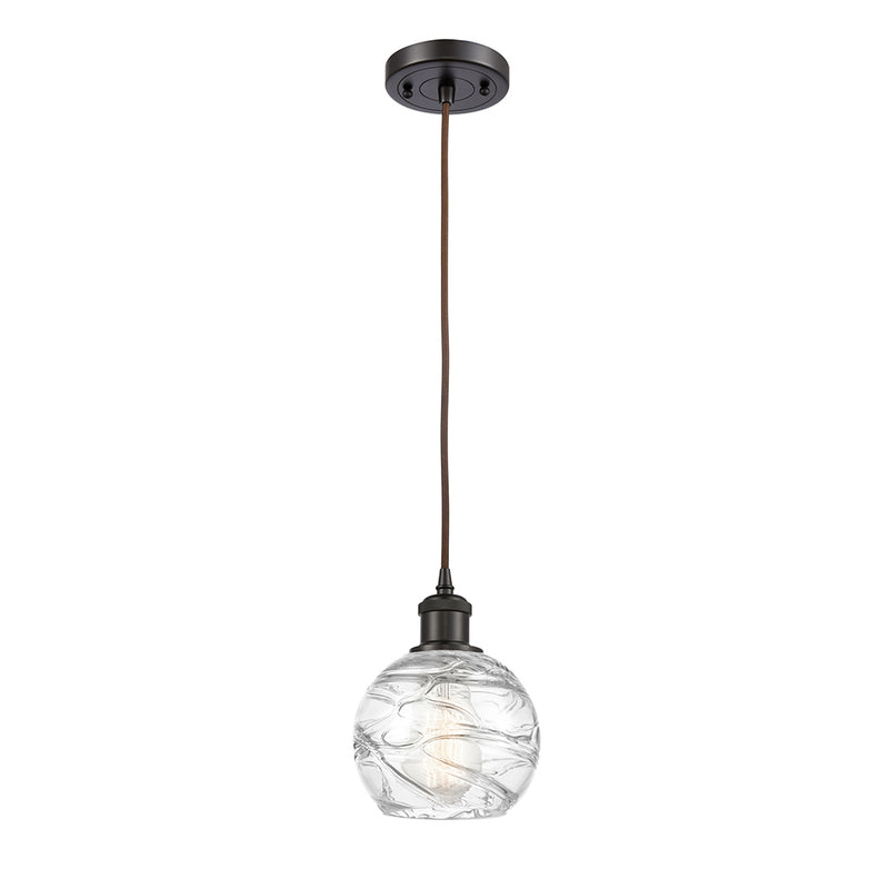 Deco Swirl Mini Pendant shown in the Oil Rubbed Bronze finish with a Clear shade