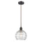 Deco Swirl Mini Pendant shown in the Oil Rubbed Bronze finish with a Clear shade