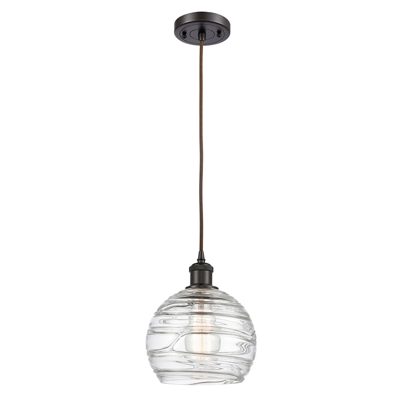 Deco Swirl Mini Pendant shown in the Oil Rubbed Bronze finish with a Clear shade