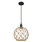 Farmhouse Rope Mini Pendant shown in the Oil Rubbed Bronze finish with a Clear Glass with Brown Rope shade