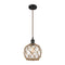 Farmhouse Rope Mini Pendant shown in the Oil Rubbed Bronze finish with a Clear Glass with Brown Rope shade