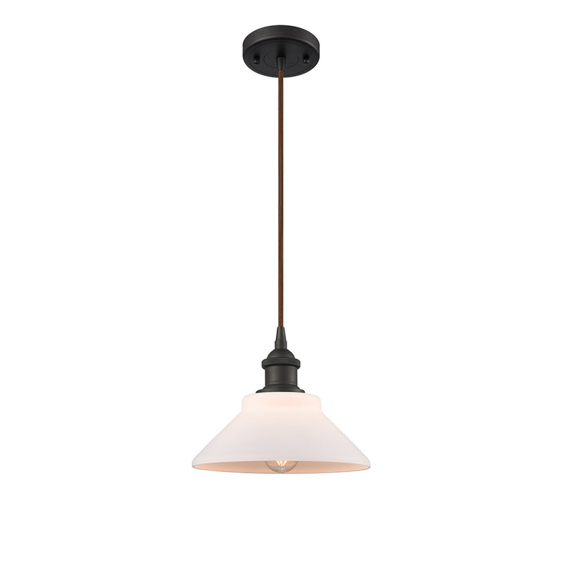 Orwell Mini Pendant shown in the Oil Rubbed Bronze finish with a Matte White shade