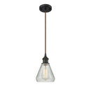 Conesus Mini Pendant shown in the Oil Rubbed Bronze finish with a Clear Crackle shade