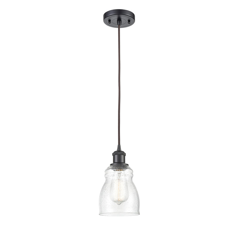 Ellery Mini Pendant shown in the Oil Rubbed Bronze finish with a Seedy shade